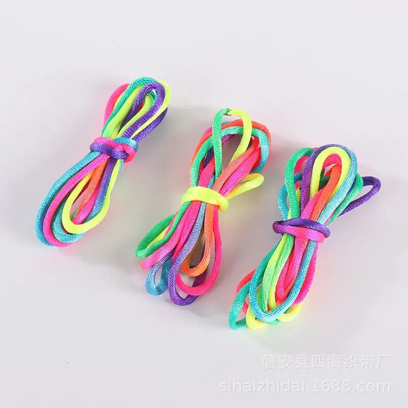 Rainbow Cats Cradle String 1.6M/63 Inch Long Rainbow Colourful Finger Rope Chinese Finger String Games Toy for Kids