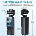 W&O 4K HD Action Camera, 1.9'' CMOS Sensor, 180° Rotatable, USB Rechargeable, Handheld Sports Vlog Camera for Daily Recording
