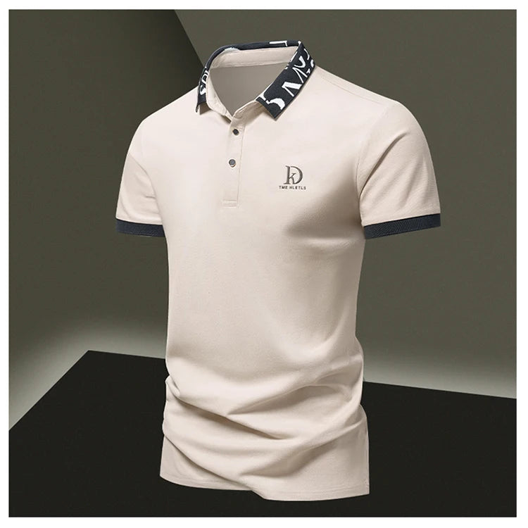 Summer men's POLO shirt fashionable ice silk quick drying short sleeved T-shirt solid color loose fitting business collar top