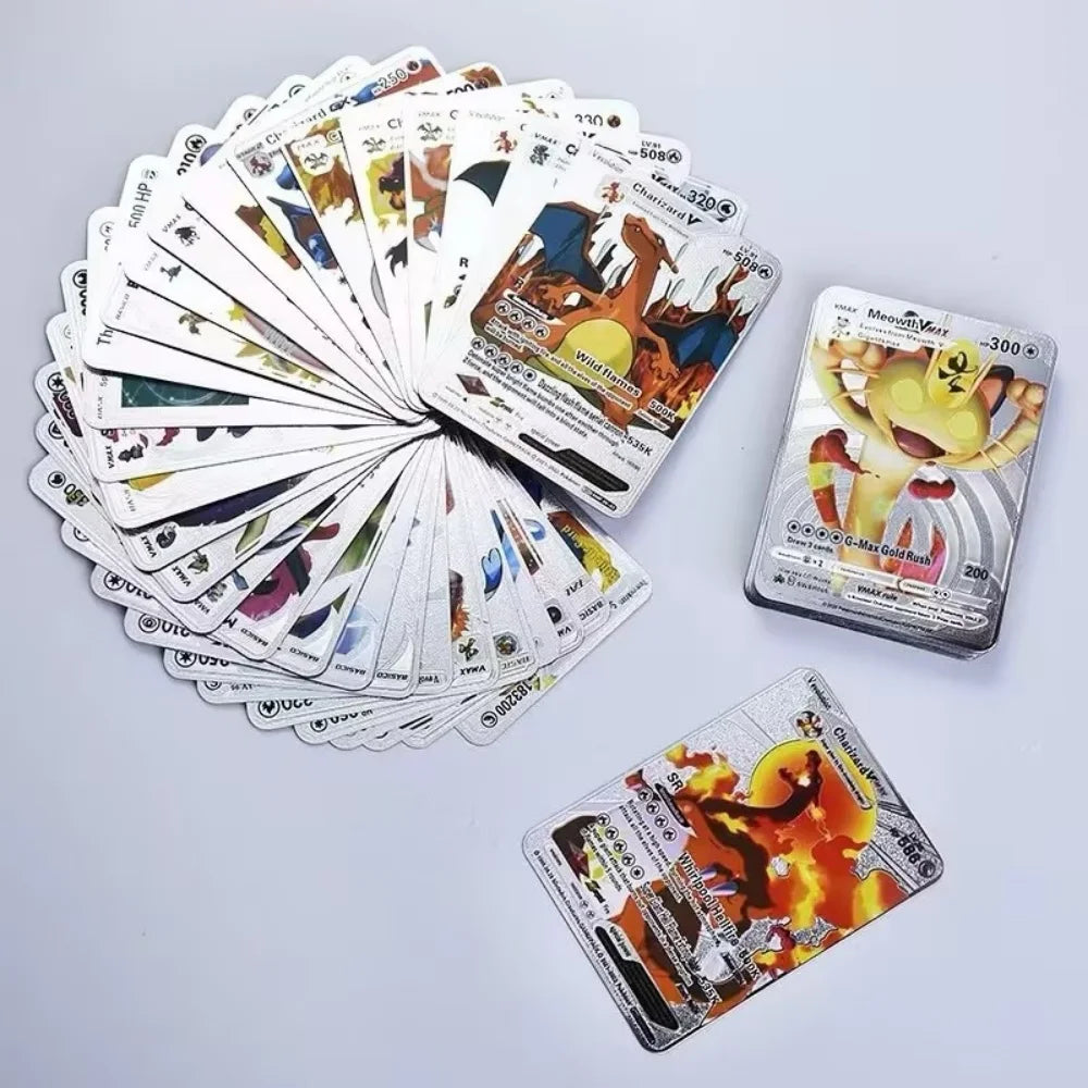 30-165pcs Gold Pokemon Colorful Card Set Black Vmax Vstar Sliver GX Box Pikachu Carta Charizard German French Spanish Game Cards