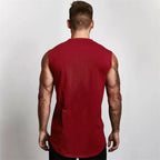 Summer Cotton Breathable V-neck Tank Tops Gym Workout Running Sport Sleeveless Shirt Mens Fitness Bodybuilding Muscle Clothing