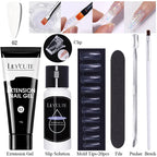LILYCUTE 15ml Extension Gel Nail Polish Set Quick Nail Prolong With Extend Mold Nail Tips Acrylic Solution Manicure Tools Kit