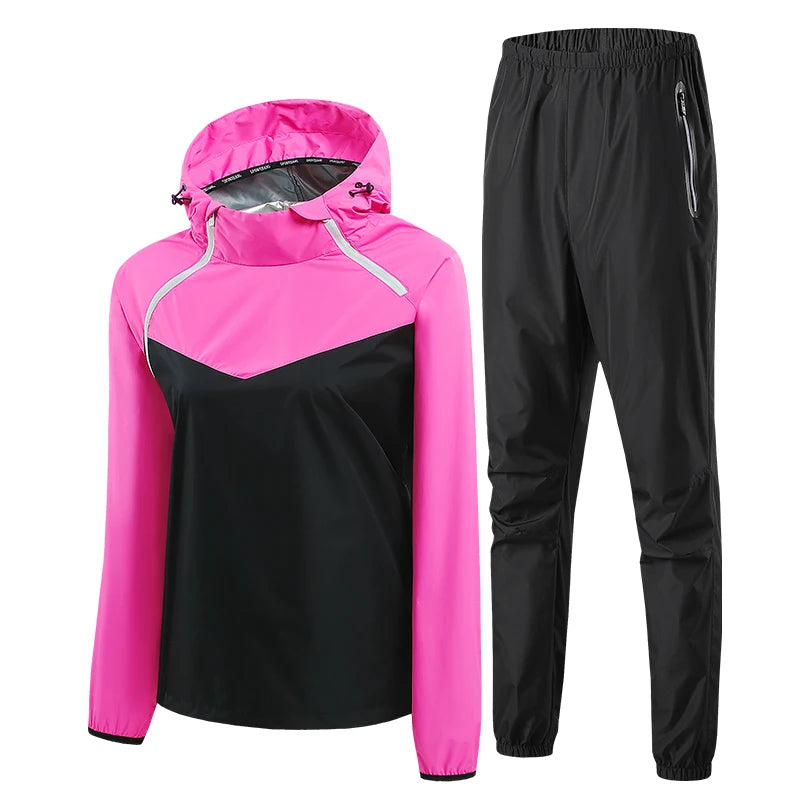 Men Double Zipper Sport Fitness Running Set Women Double Zipper Running Fitness Weight Loss Sweating Sweating Easy Lose Fat Set