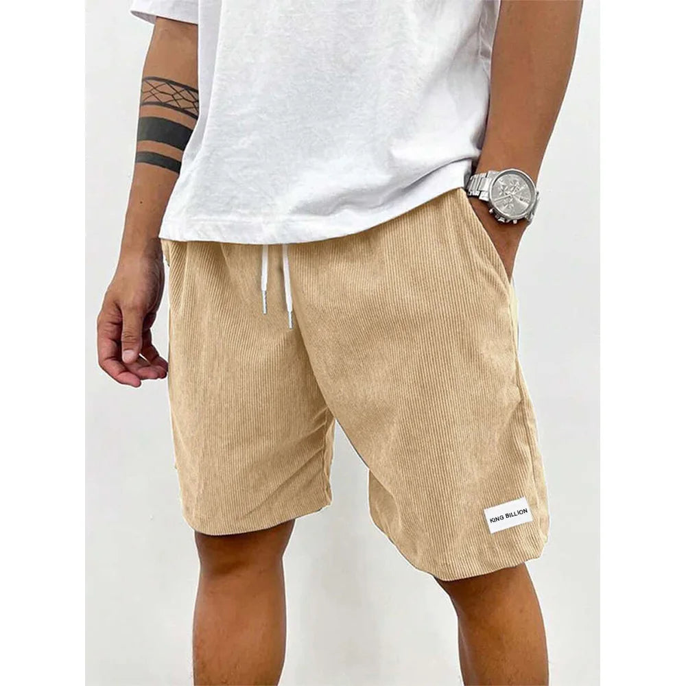 Summer Men Corduroy Sweatpants Casual Shorts Men's Beach Shorts Basketball Short Trousers Solid Color Label Sportswear Men Ürün ana görseli