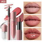 4pcs/Set Long Lasting Waterproof Lip Makeup Kit - Soft Smooth Creamy Lipliner Lipstick & lip gloss lip oil Set