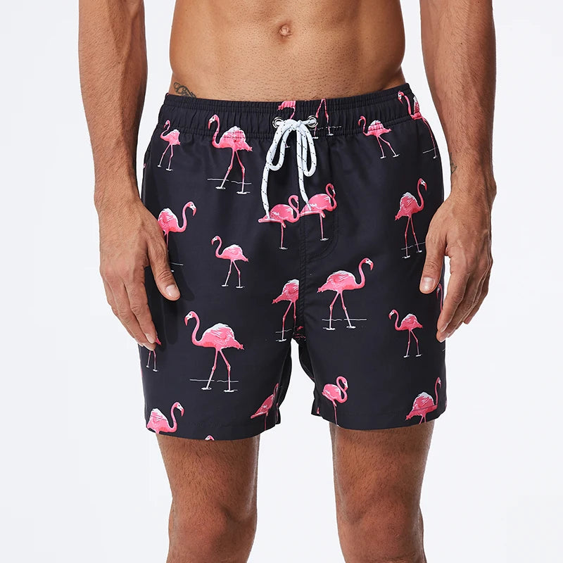 DATIFER Summer New Fashion Polyester Men Shorts Beach Quick Dry Printing Swimsuit Plus Size Mesh Liner Surfing Gym Shorts Men