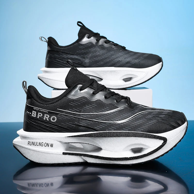 Men's Casual, Comfortable and Fashionable Road Running Shoes, Stable Inversion, Sports and Outdoor, Lace-Up Design, Low-Top Style, Fabric Upper and Comfortable Insoles, Non-Slip Wear-Resistant Soles, Geometric Patterns, Suita
