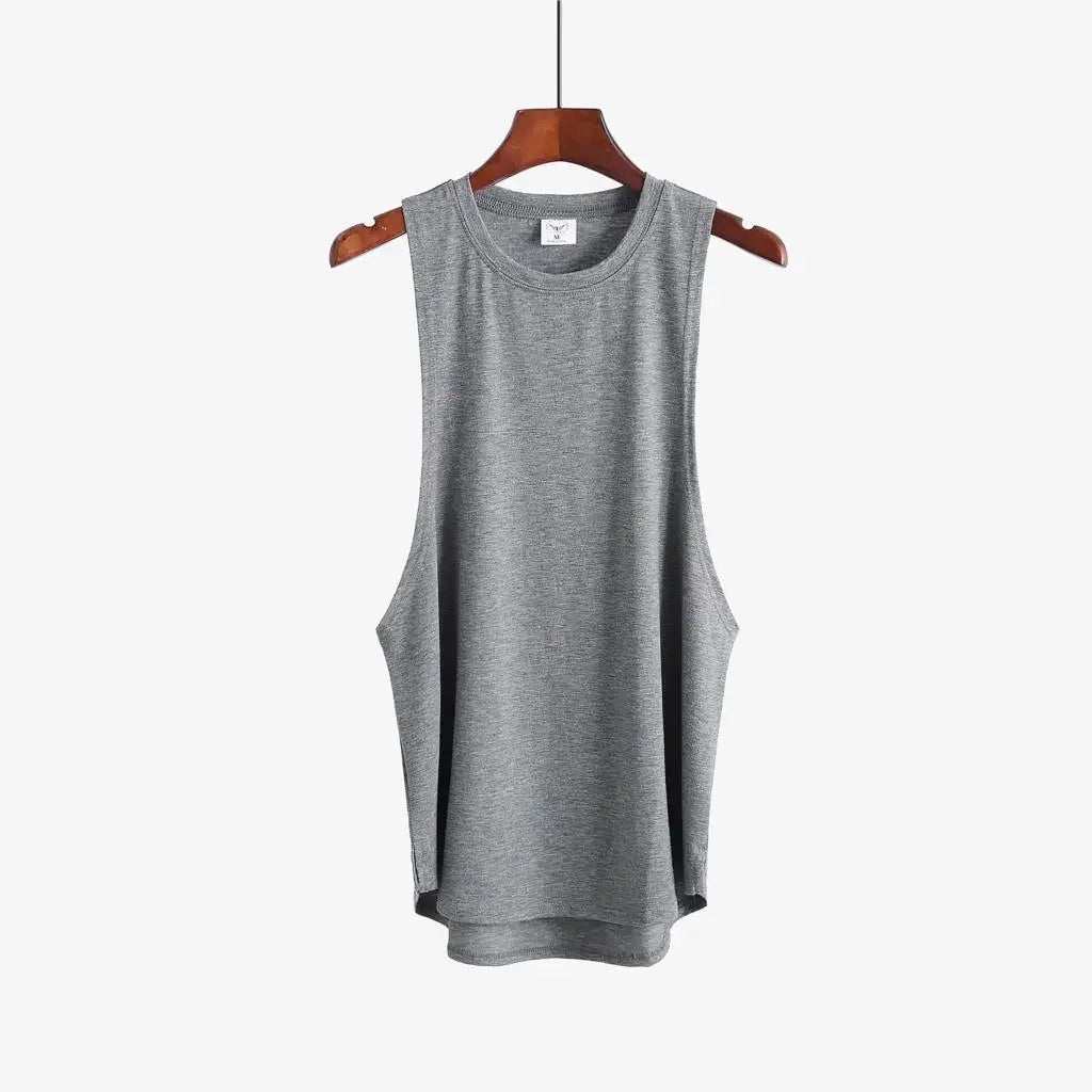 Grey Men's Sleeveless Tank Top Fitness Clothing Sportswear Gym Stringer Bodybuilding Undershirt Fashion Vest for Men