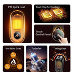 1000W Electric Heater Portable Mini Desktop Fan Heater Smart Hot Air Blower Home Bedroom Office Warmer Machine for Winter