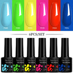 LILYCUTE 7ML 6PCS Neon Gel Nail Polish Set fluorescent Series Color Changing Semi Permanent Soak Off Manicure kit Nail Art Gel