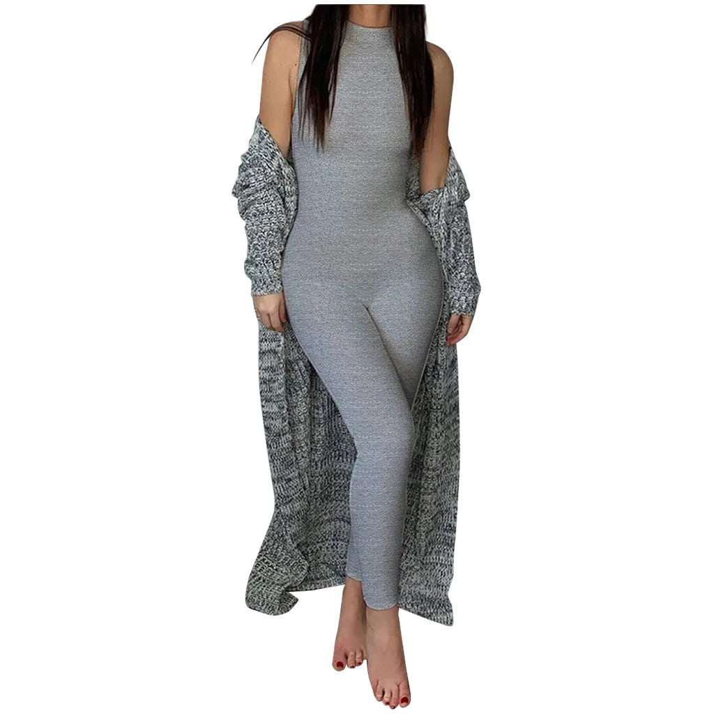 Pencil Jumpsuit Women New Full Seasons Casual Fitness Sporty Playsuit Sleeveless Slim Activewear All In One Jumpsuit Clothing