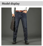 Wthinlee New Business Men's Jeans Casual Straight Stretch Fashion Classic Blue Black Work Pant Denim Trousers Male  Clothing