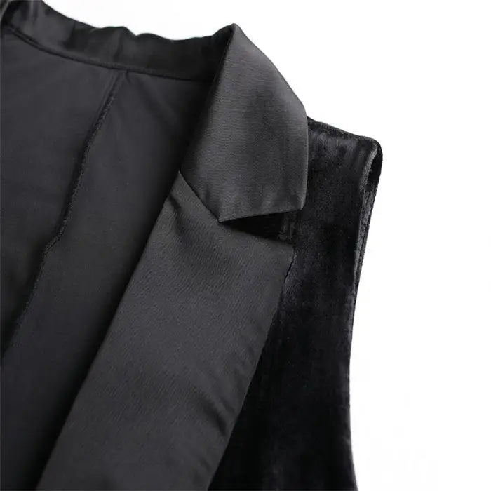 Black Velvet Vest Jacket For Women Sleeveless Blazer Fashion 2026 Spring And AutumnSuit Tank Top  Retro Waistcoat Z2338