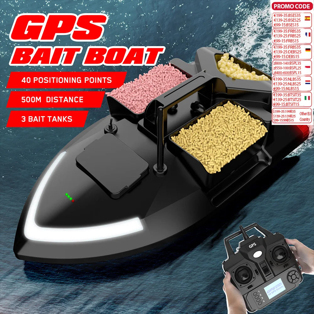 LOKEEVAN GPS Fishing Bait Boat 500m Remote Control Bait Boat Dual Motor Fish Finder Automatic Cruise/Return/Route Correction Ürün ana görseli