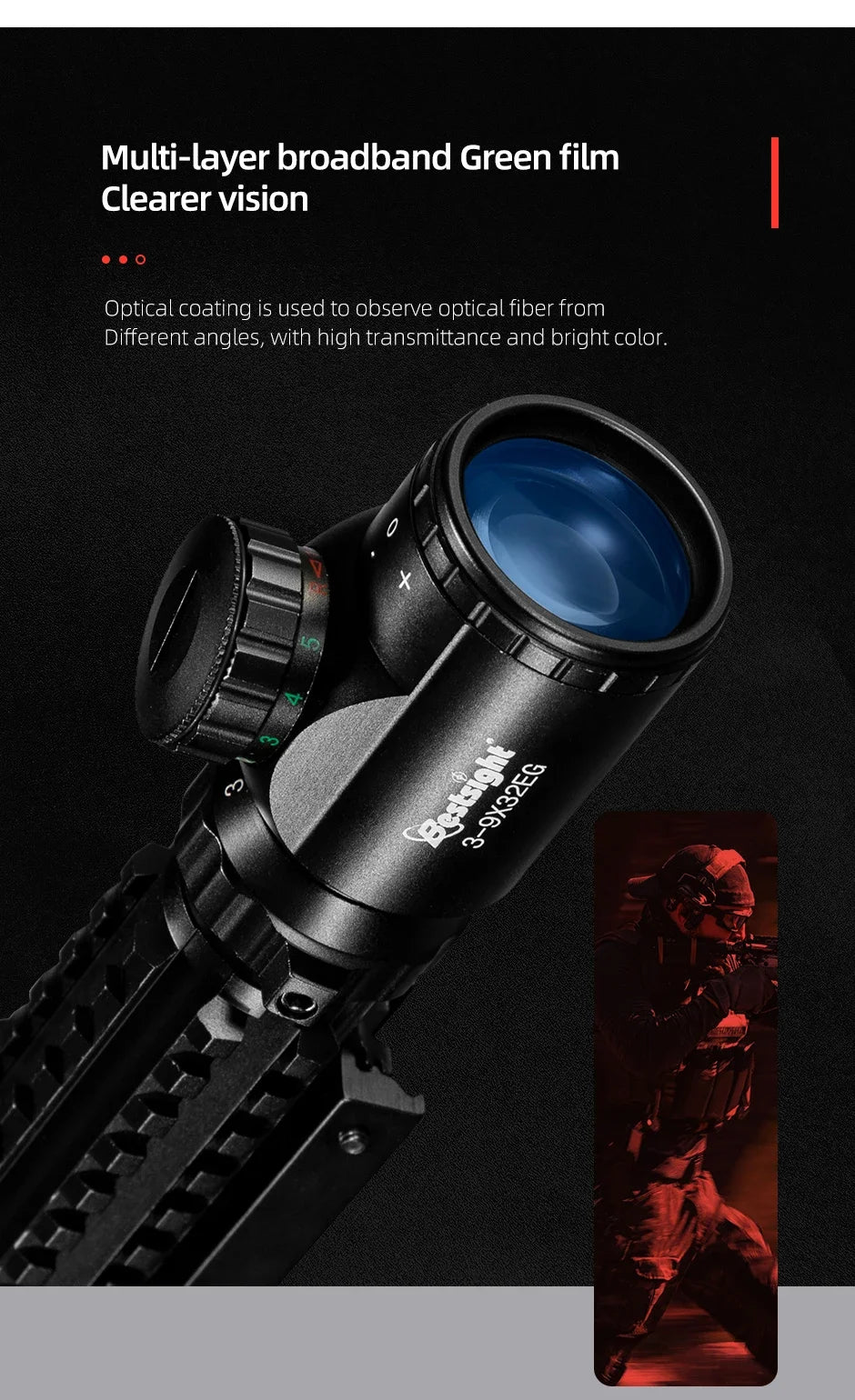 3-9X32 EG Scope 3 in 1 Combo Hunting Scope Red Green Illuminated with Holographic Reflex 4 Reticle Red Green Dot Sight Caza