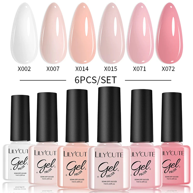 LILYCUTE 6PCS Gel Nail Polish Set Summer Neon Nail Gel Kits For DIY Nail Vernis Semi Permanent UV Lamp Gellak Nail Varnish Set