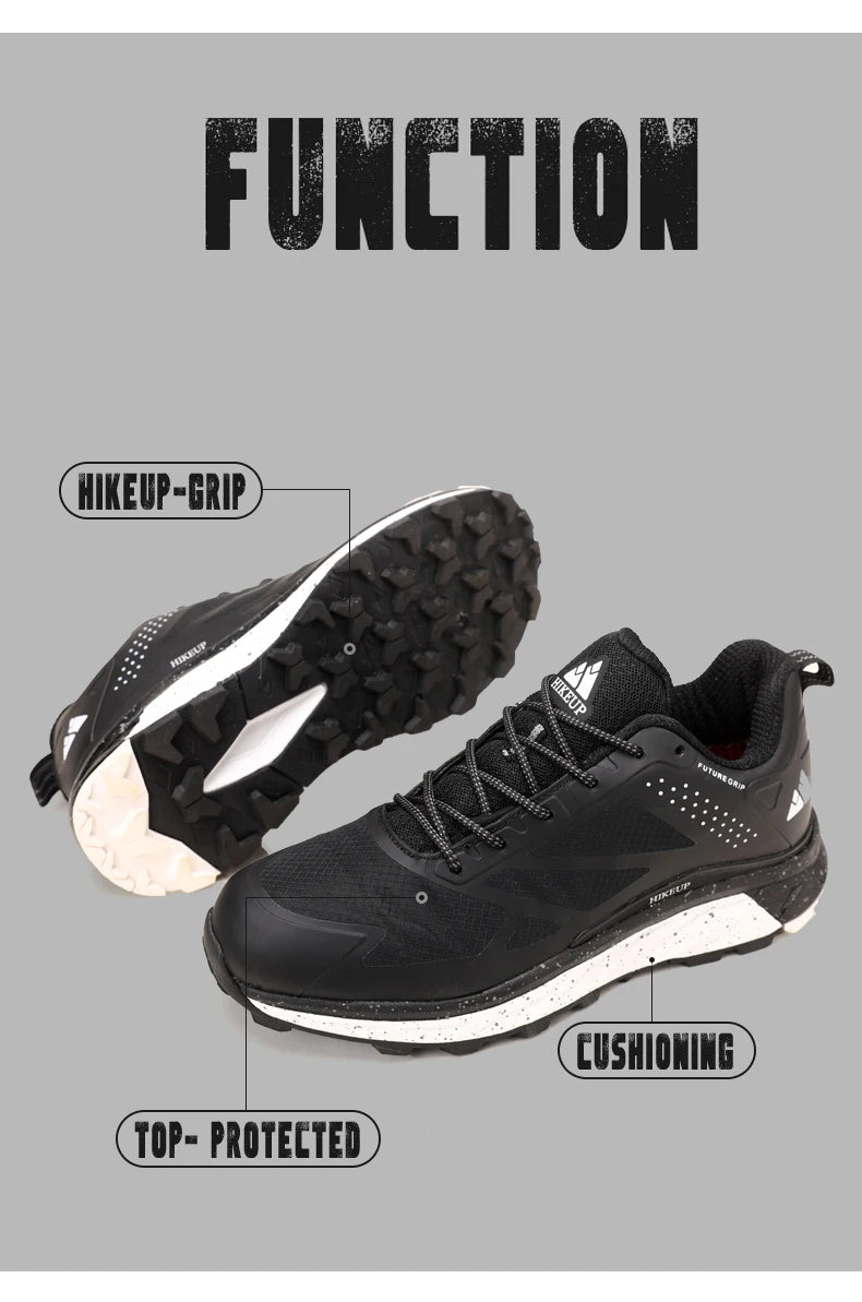 HIKEUP Outdoor Men's Sneakers Women Breathable Trail Running Shoes Hiking Shoes Trail Male Comfort Trekking Running Sneakers