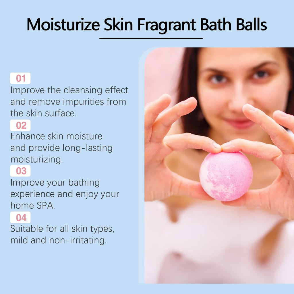 Bath Bomb Lasting Fragrance Aromatherapy Floral Scent Exfoliating Moisture Body Wash Cleansing Spa Salt Ball Bubble Bombs Shower