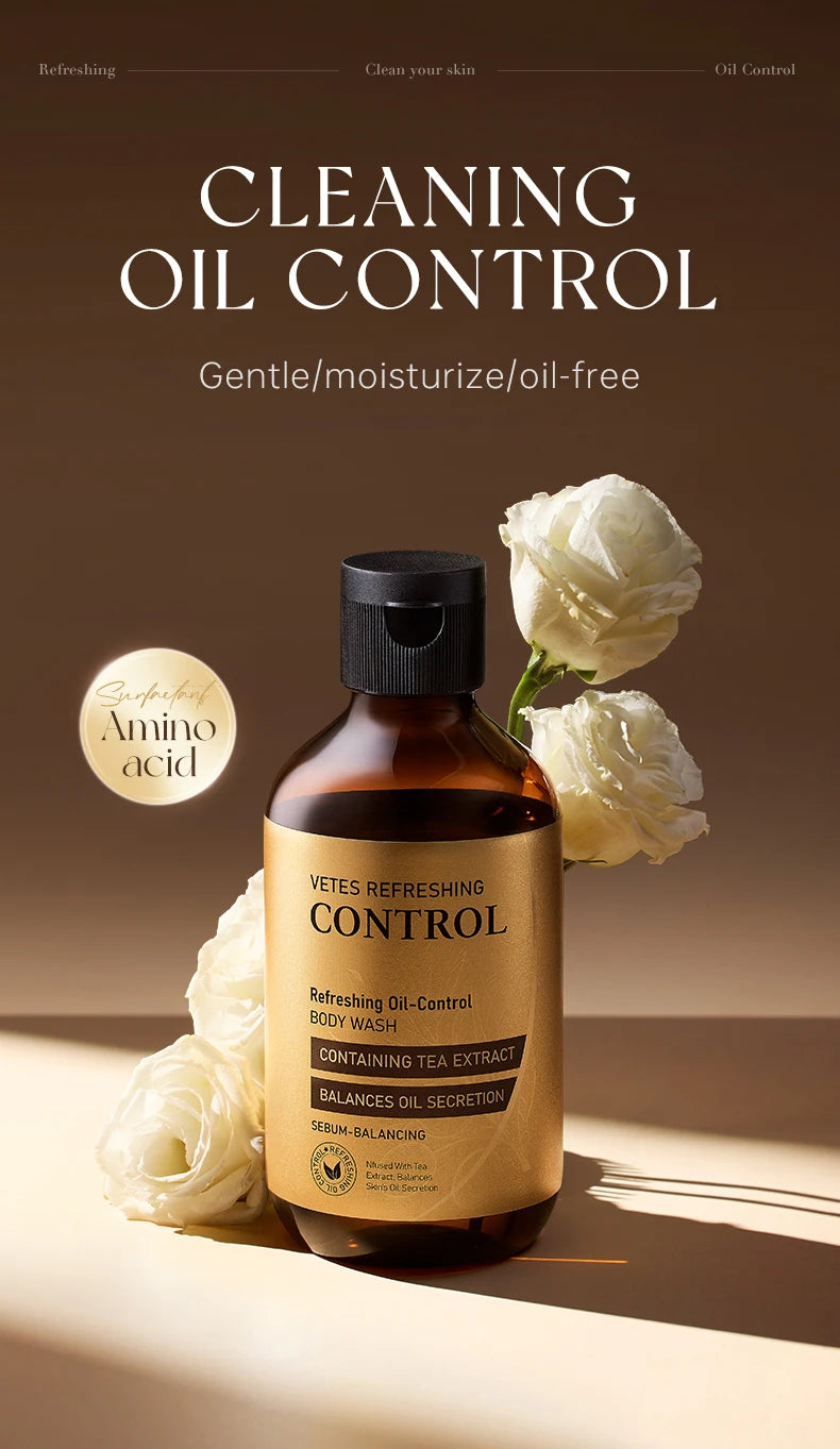 VETES 260ml Body Wash Tea Fragrance Shower Gel Oil Control Deeply Cleanses Keep Fragrance Take a Bath Balance Water and Oil