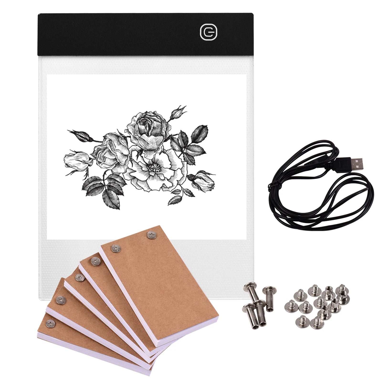 Portable Flip Book Kit with Light Pad Tablet LED Light Box 3 Level Brightness Control 300 Sheets Flipbook Paper w/ Binding Screw Ürün ana görseli