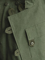 Swedish motorcycle jacket, men's retro military green casual cropped jacket, 100% cotton canvas workwear asymmetric safari style