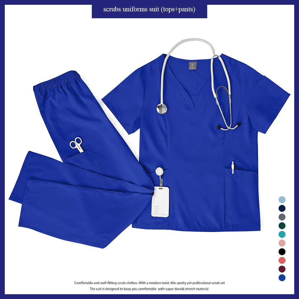Niaahinn Scrubs Uniforms Sets Wholesale Medical Scrub Stretch Suit Healthcare Nursing Uniform Unisex Surgical Uniforms Woman Men