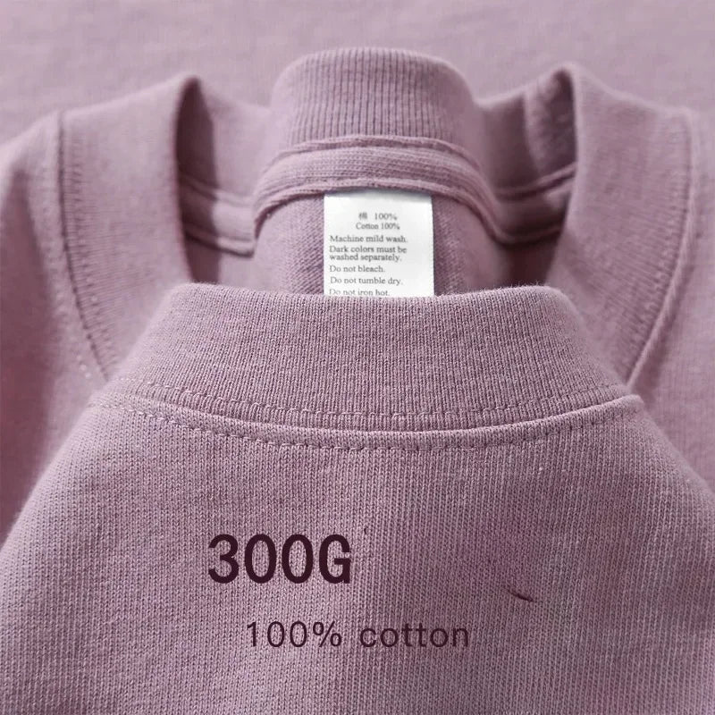 Summer Cotton Heavy Duty 300grams American Pure Cotton Short Sleeves T-shirt Men Casual Base Top Oversized T Shirt Ürün ana görseli