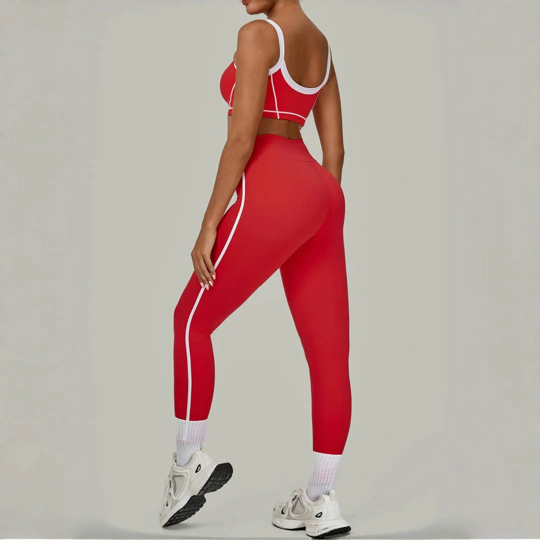 2PCS Women's Yoga Set High Waist Peach Hip Removable Padding Sports Bra Pants Fitness Suit Running Workout Gym Leggings Yoga Set Secondary image