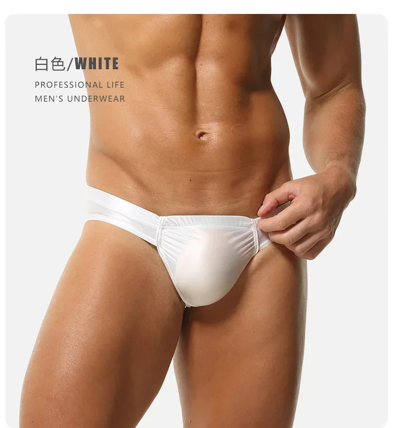 2026 fashion solid color men's three-dimensional triangle breathable sports low waist high elastic tight body