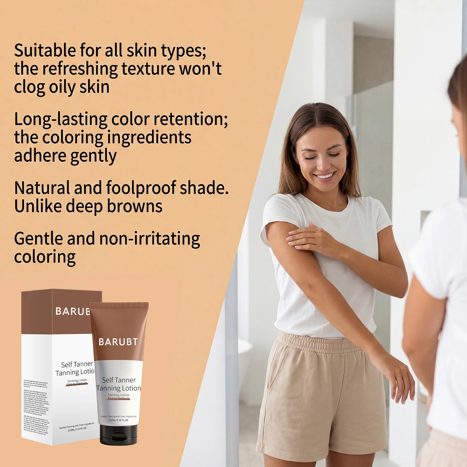 Self-Tanning Cream Intensive Tanning UV Protective Waterproof Long Lasting Sunless Even Skin Tone Moisturize Body Bronzer Lotion