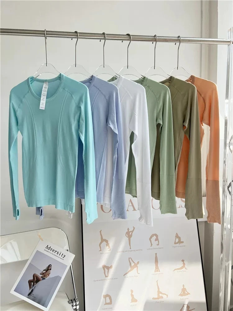 Seamless Yoga Top Women Long Sleeve Workout Shirt for Women Training Gym Clothes Stretchy Turtleneck Sportswear Activewear
