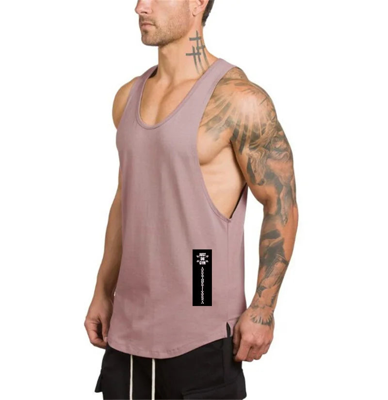 Brand Gym Sport Clothing Cotton Singlets Bodybuilding Stringer Tank Tops Mens Fitness Shirt Muscle Guys Sleeveless Running Vests Ürün ana görseli