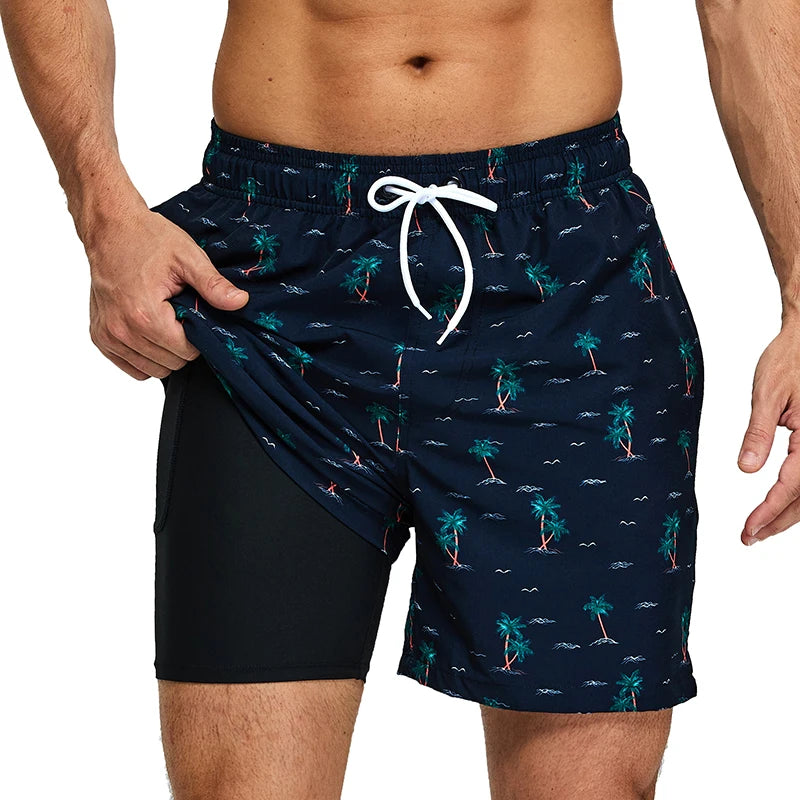 ESCATCH Summer 2026 New Fashion Polyester Swimming Shorts Men Gym Board Quickly Dry Elastic Waist Traje De Baño Beach Pants
