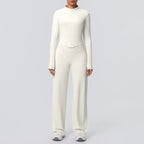 2pieces Quick Drying Sports Fitness Clothing Yoga Set Women Yoga Zipper Long Dleeves High Waisted Breathable Wide Leg Pants Set