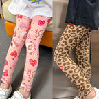 2/4 Pcs Children's Mix And Match Love Printed Leggings Girls Casual Joker Slim 9 Pants Fashion Elastic Waist Valentine's Day Pan