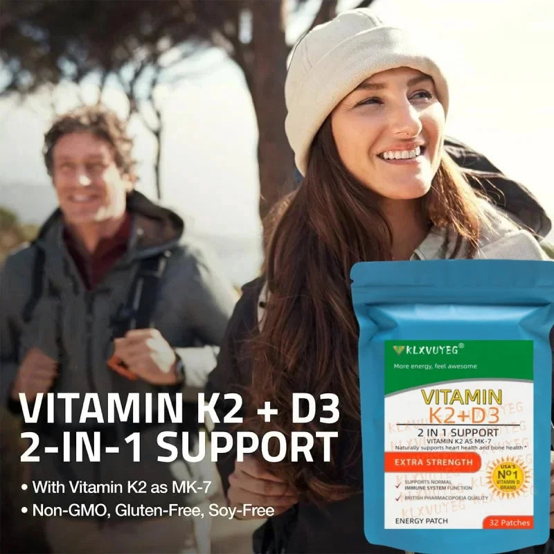 Vitamin K2 (MK7) with D3 Patches 9 Week Supply, Contains Vitamin D & K Complex Premium Non GMO, Biotin, Vitamin D3 Secondary image