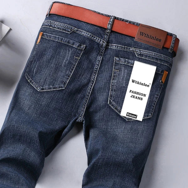 Wthinlee 8 Models Spring Autumn Business Jeans Men Casual Straight Stretch Fashion Classic Work Denim Trousers Brand Clothing