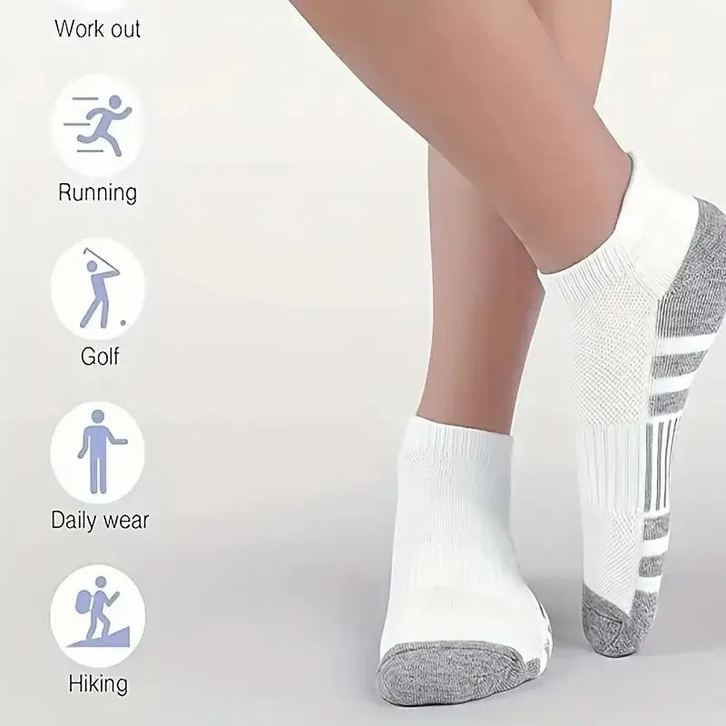 12 Pairs Men Breathable Sports Ankle Socks Arch Support Design for All Seasons Comfortable Durable Running Fitness Casual Socks