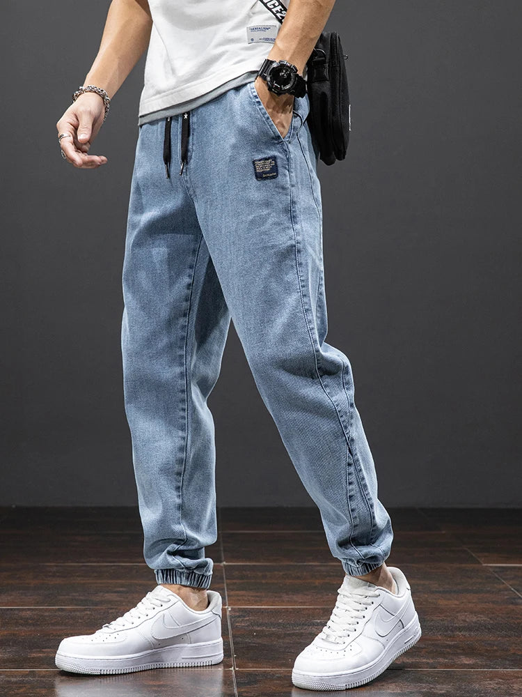 Spring Summer Black Blue Cargo Jeans Men Streetwear Denim Jogger Pants Men Baggy Harem Jean Trousers Plus Size Ürün ana görseli