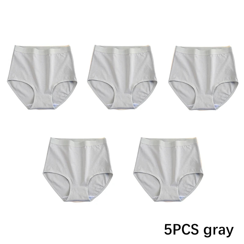 FallSweet 5PCS/set Women’s Cotton Panties Seamless Plus Size Briefs Solid Underwear Soft Breathable Underpants Female Lingerie