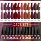 MTSSII 12pcs Gel Nail Polish Set Nude Pink Red Glitter Semi Permanent Soak Off  UV Gel Varnish Manicure Kit Nail Supplies DIY