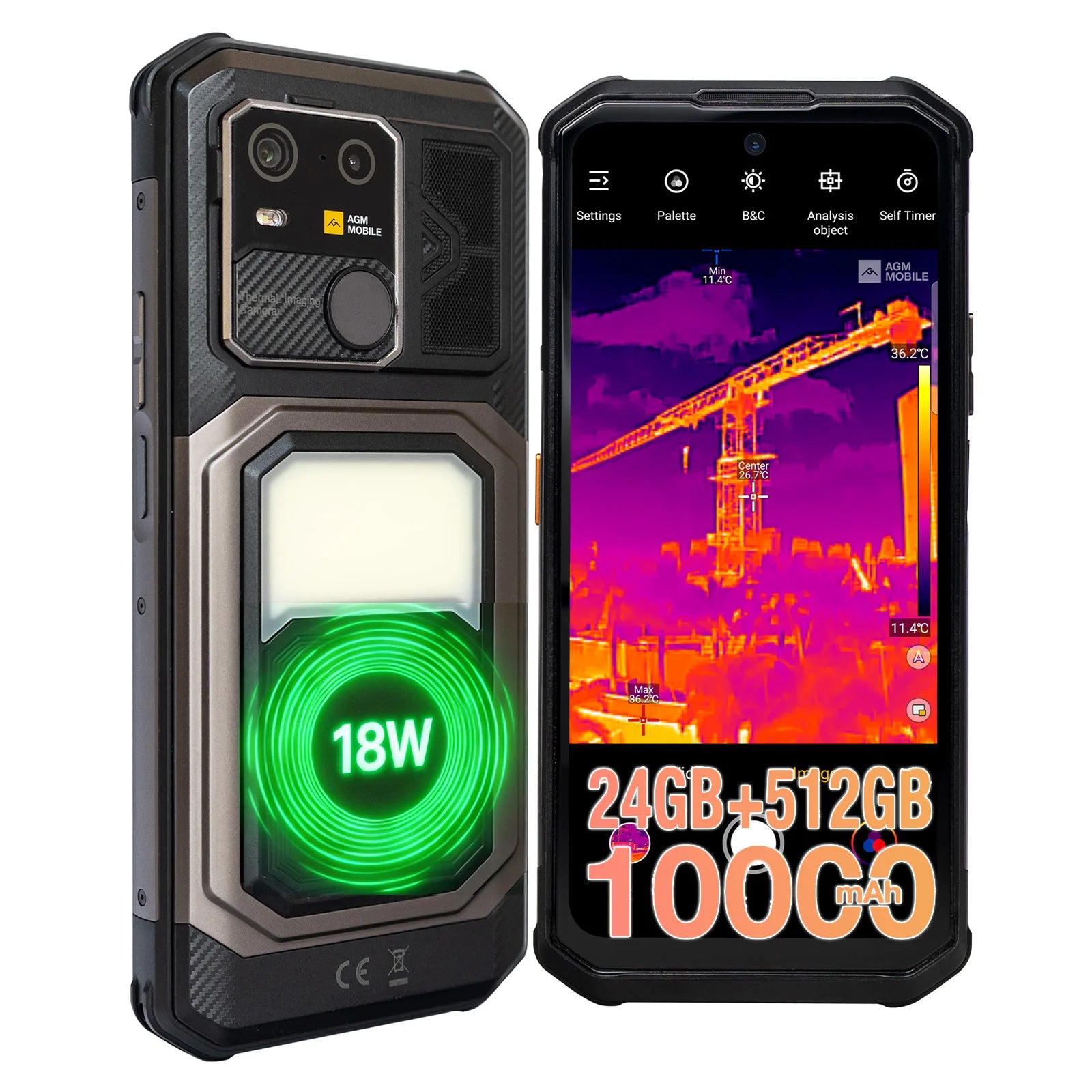 AGM G3 PRO 5G Rugged Phone 512GB ROM +24(12+12)GB RAM Thermal Imaging Camera Smartphone Android15 Fast Charge  Wireless Charging Main image