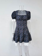 Elegant French Lace Floral Dress 2025 Spring and Summer Woman Sexy Square Neck Commute Soft Home Travel Casual High Waist Dress
