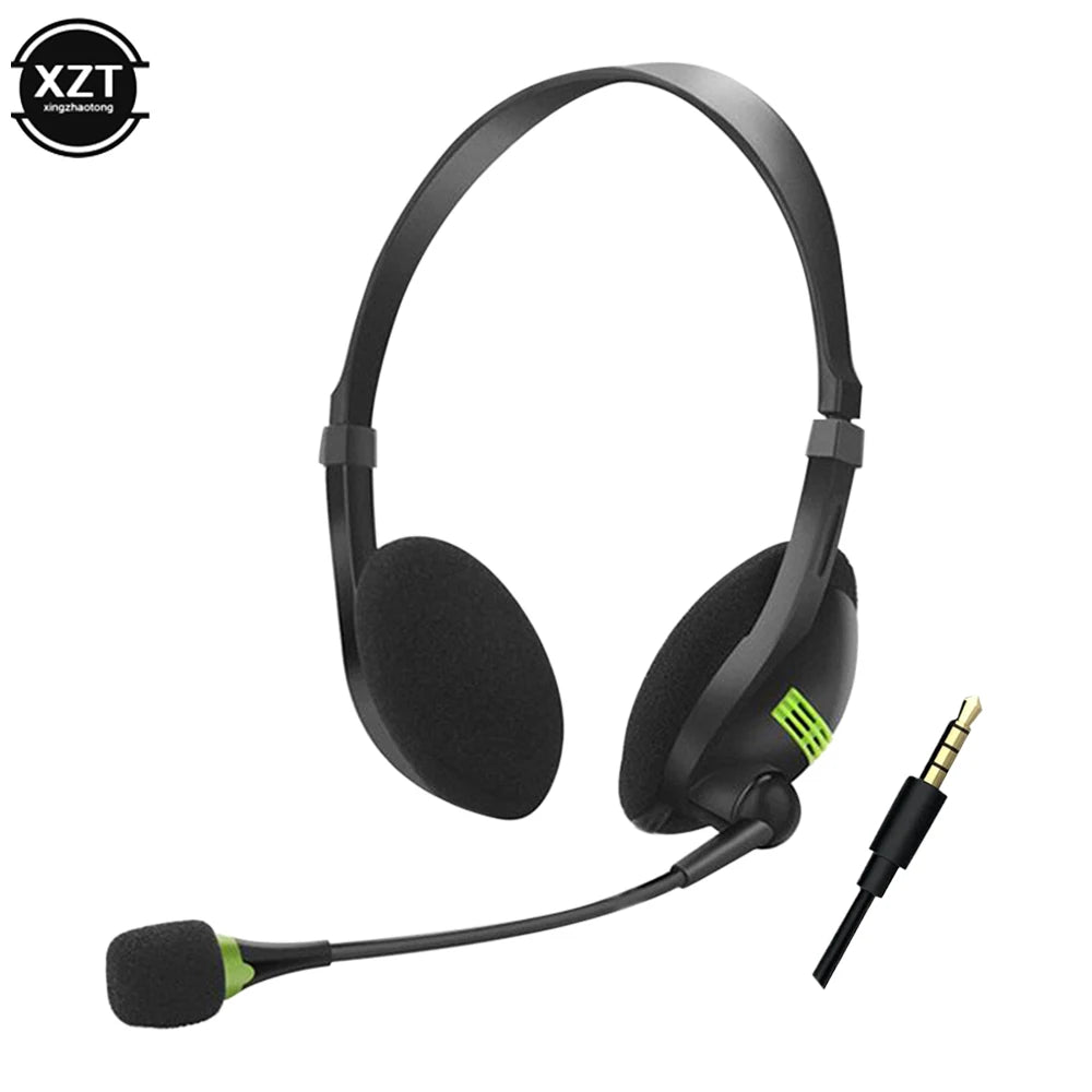 3.5mm Noise Cancelling Wired Headphones Adjustable Earphones Business Headset With Microphone For PC /Laptop/Computer Secondary image