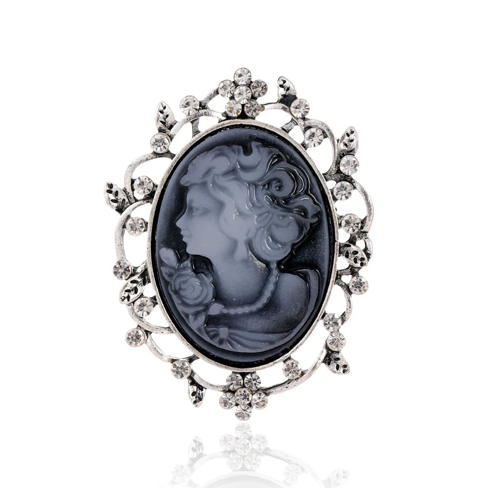 Vintage Victorian Design Queen's Cameo Brooch Pin, Antique Wedding Beauty Jewelry Gift, Elegant Style