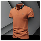 Summer men's POLO shirt fashionable ice silk quick drying short sleeved T-shirt solid color loose fitting business collar top