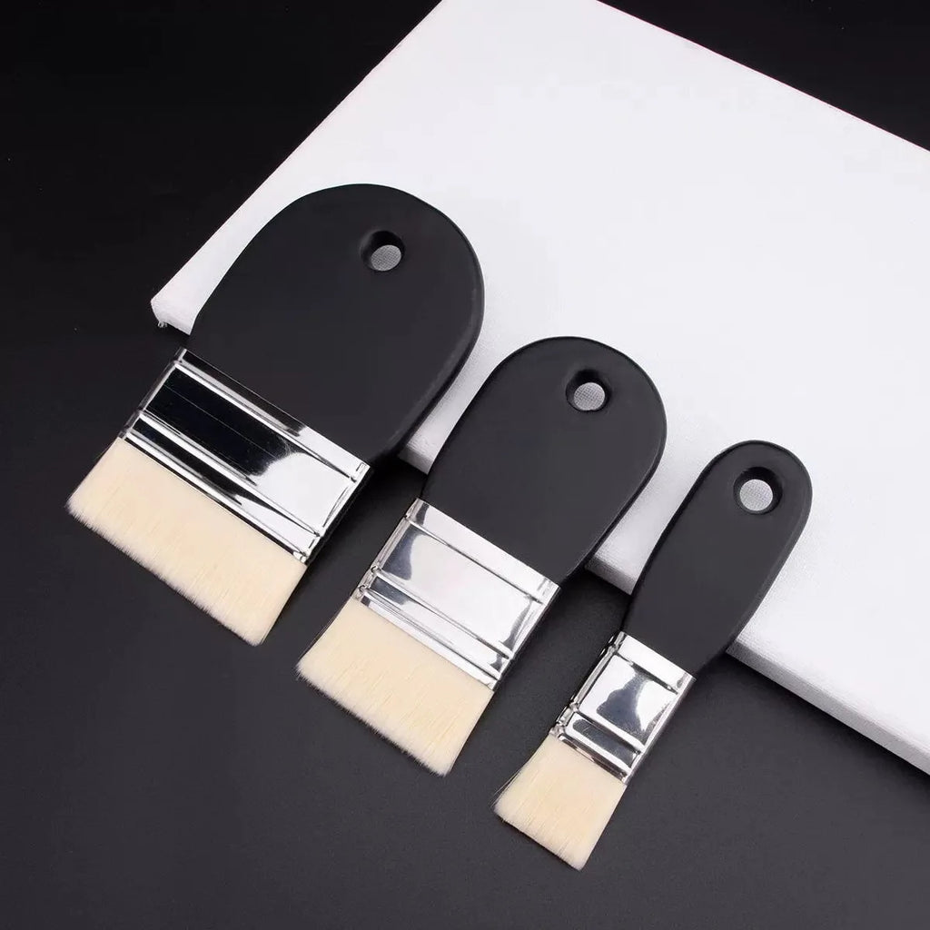 Oil Painting Nylon Pen Set Gouache Acrylic 3 Pcs Small/Medium/Large Sizes Flat Head Brush Wood Handle Painting Tools for Fine