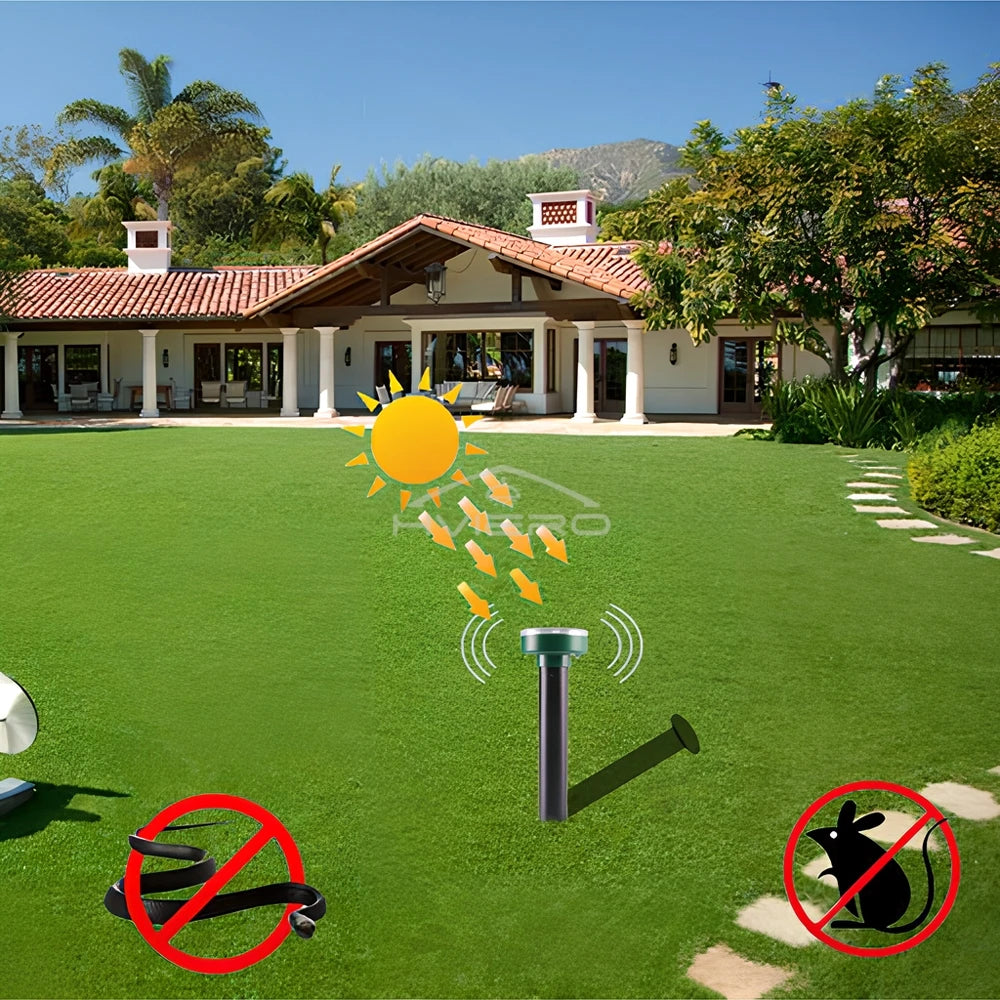 4/8X Solar Repeller Powered Ultrasonic Sonic Mouse Mole Pest Rodent Repellent Vibration Wave Yard Outdoor Garden Lawn Farm Field