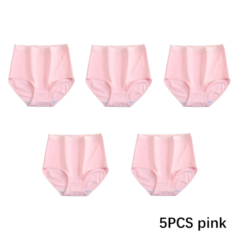 FallSweet 5PCS/set Women’s Cotton Panties Seamless Plus Size Briefs Solid Underwear Soft Breathable Underpants Female Lingerie
