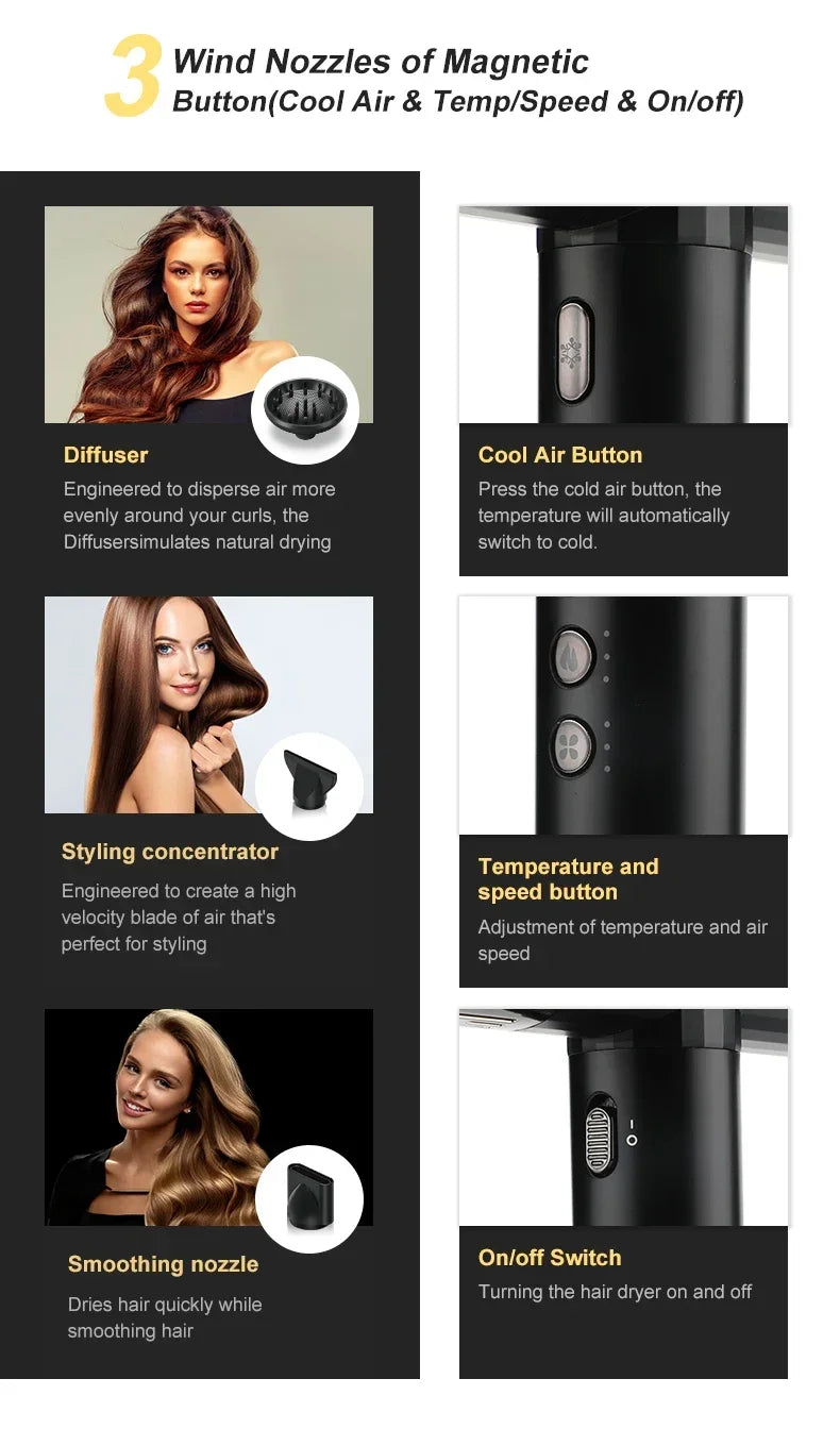 VGR Leafless Hair Dryer Professional Negative Ion Blower Dryer Brushless Motor 11000RPM Powerful Electric Dryer for Salon V-427